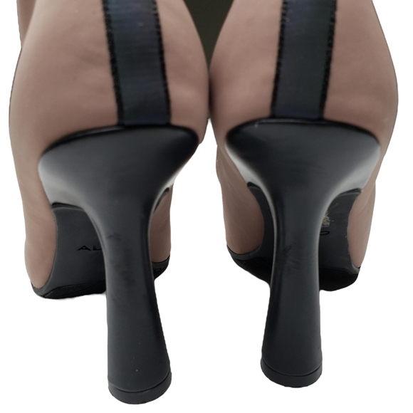 Aldo | Love Planet Mauve Pink Peep Toe Sock Zip Front Ankle Booties Women's 11 - Picture 5 of 12